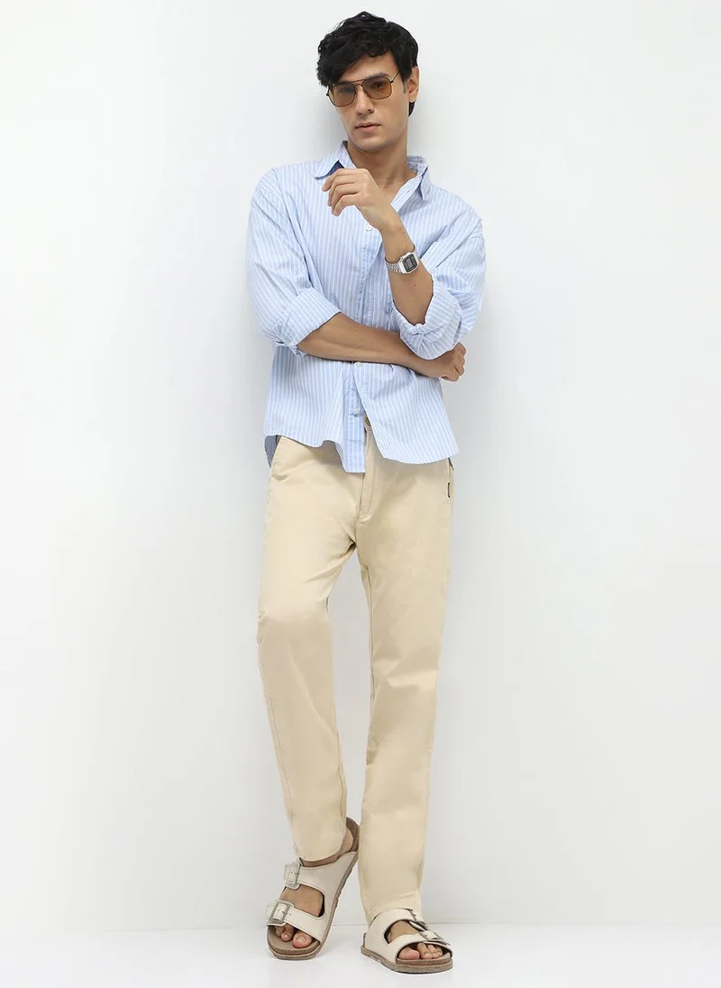 Urbano Fashion  Urbano Fashion Men's Cream Cotton Slim Fit Casual Chinos Trousers Stretch for Men | Best Price UAE